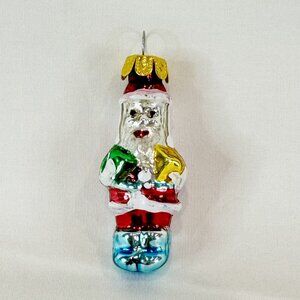 Vintage Blown Glass Little Santa Claus Christmas Tree Ornament 2.5 Inches Tiny